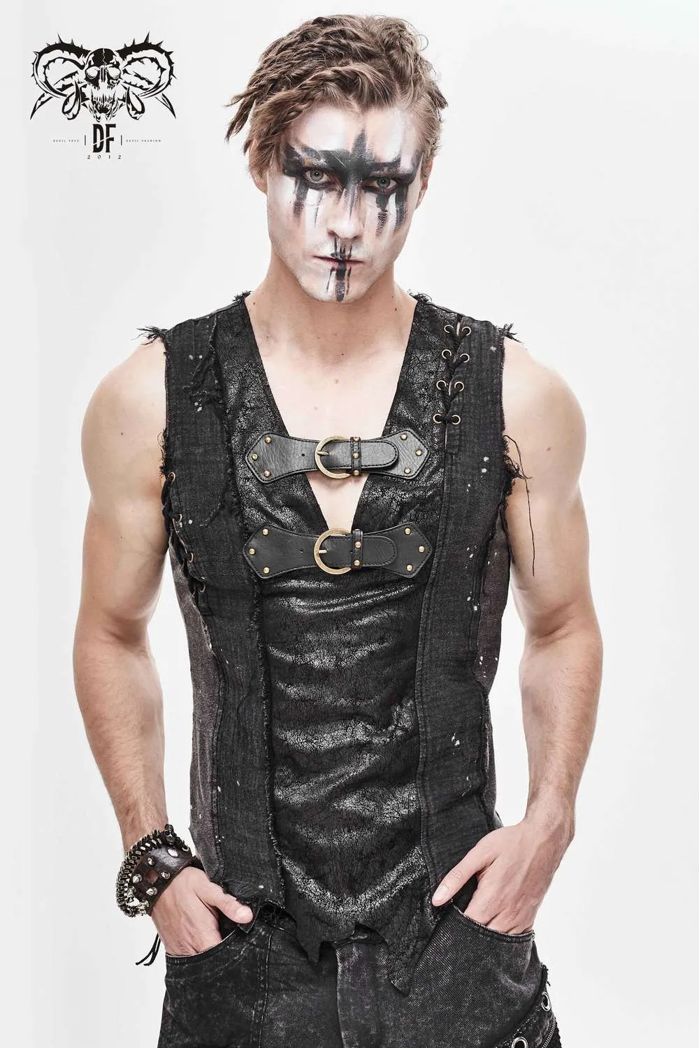 Devil Fashion - Asymmetrical Dieselpunk Vest With Buckles TT127 | Dark Ages