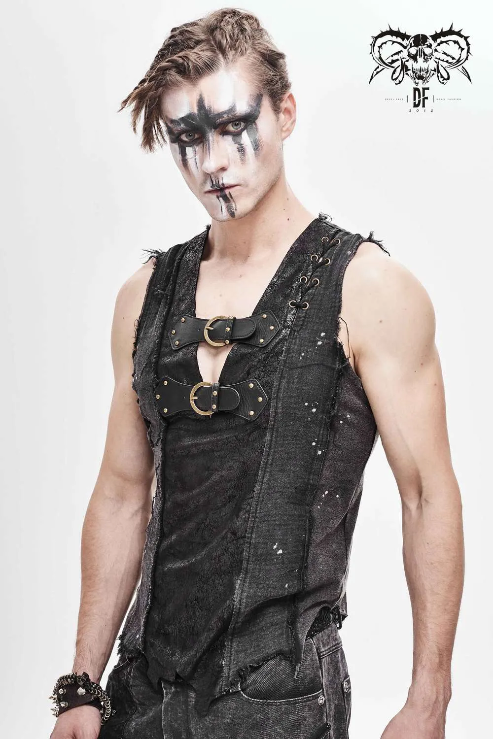 Devil Fashion - Asymmetrical Dieselpunk Vest With Buckles TT127 | Dark Ages