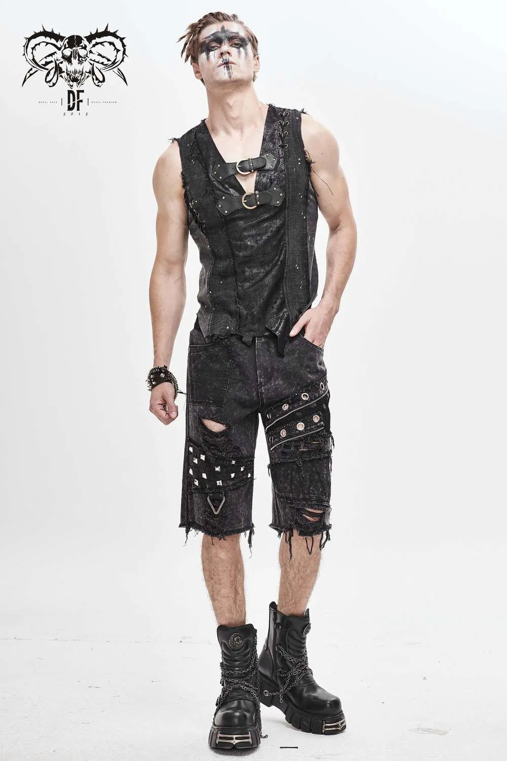 Devil Fashion - Asymmetrical Dieselpunk Vest With Buckles TT127 | Dark Ages