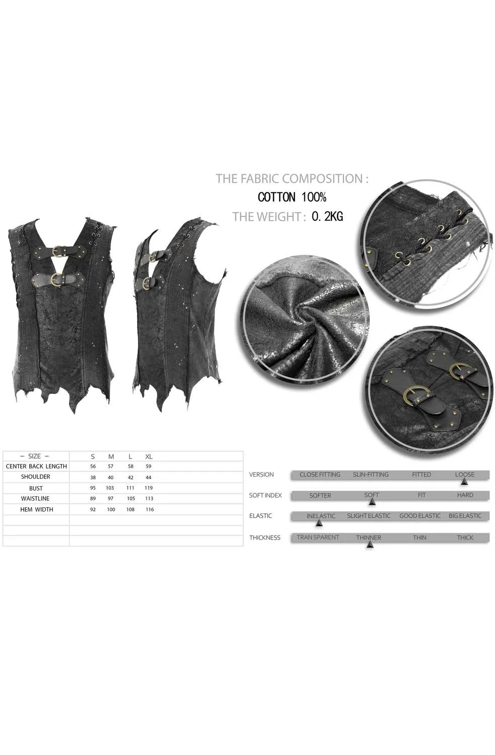 Devil Fashion - Asymmetrical Dieselpunk Vest With Buckles TT127 | Dark Ages