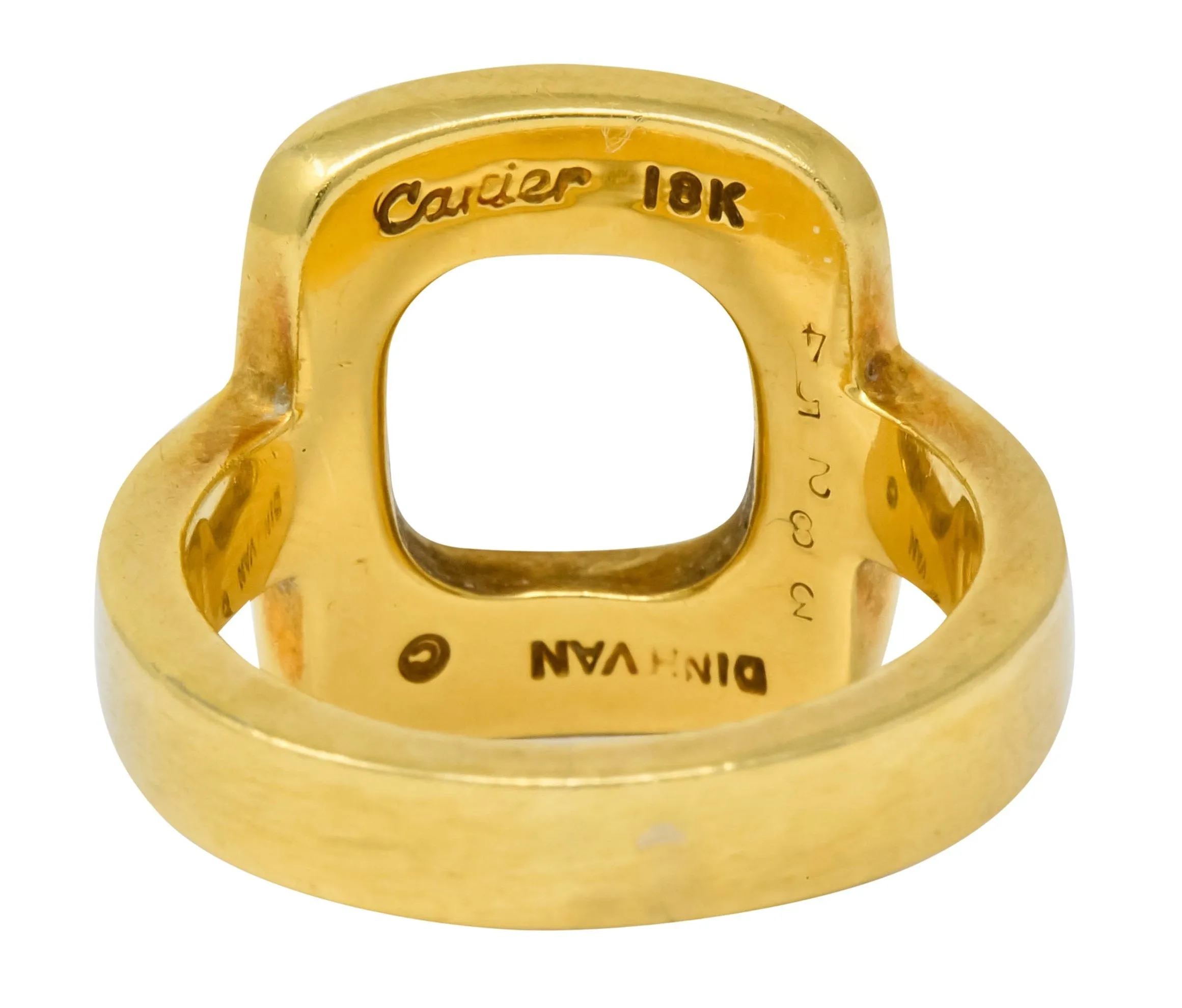 Dinh Van Cartier Modernist 18 Karat Yellow Gold Cushion Ring