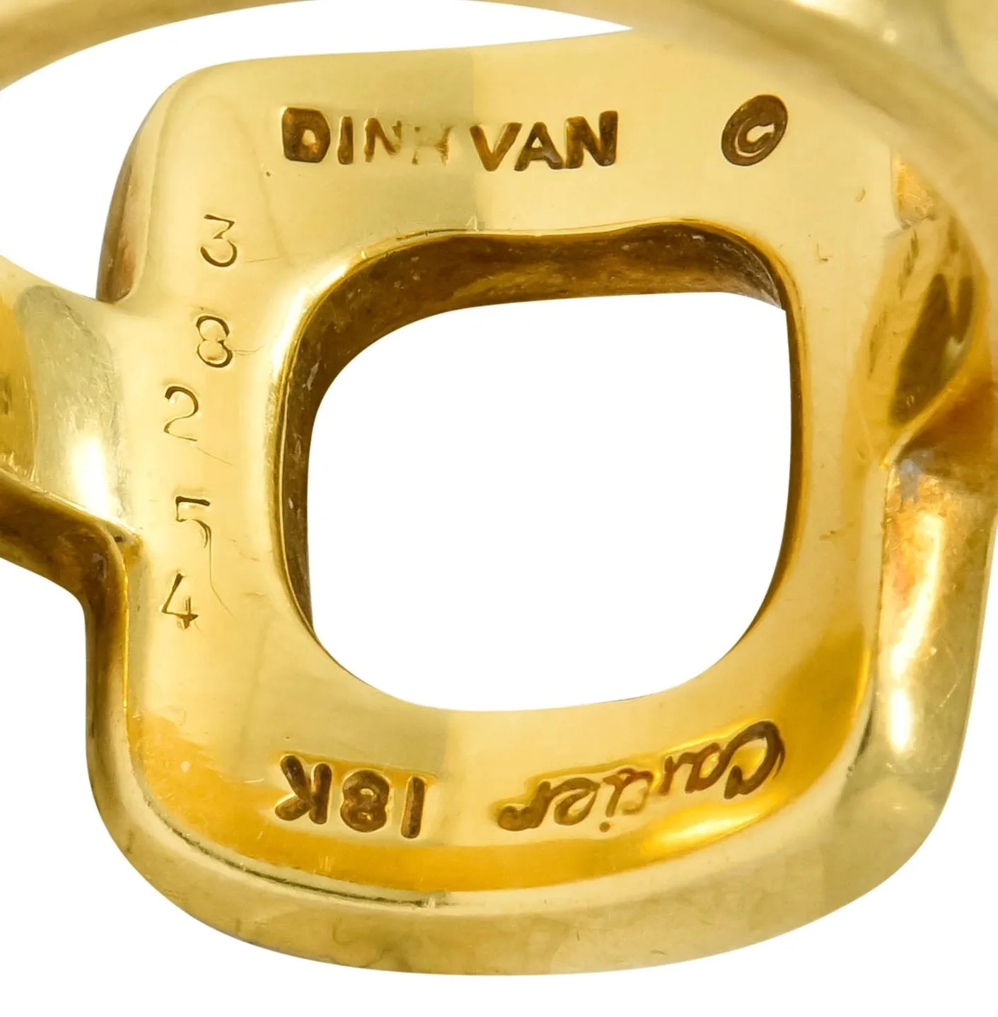 Dinh Van Cartier Modernist 18 Karat Yellow Gold Cushion Ring