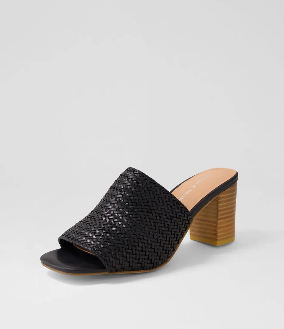 DJANGO & JULIETTE Paiton Black Natural Weave Mules