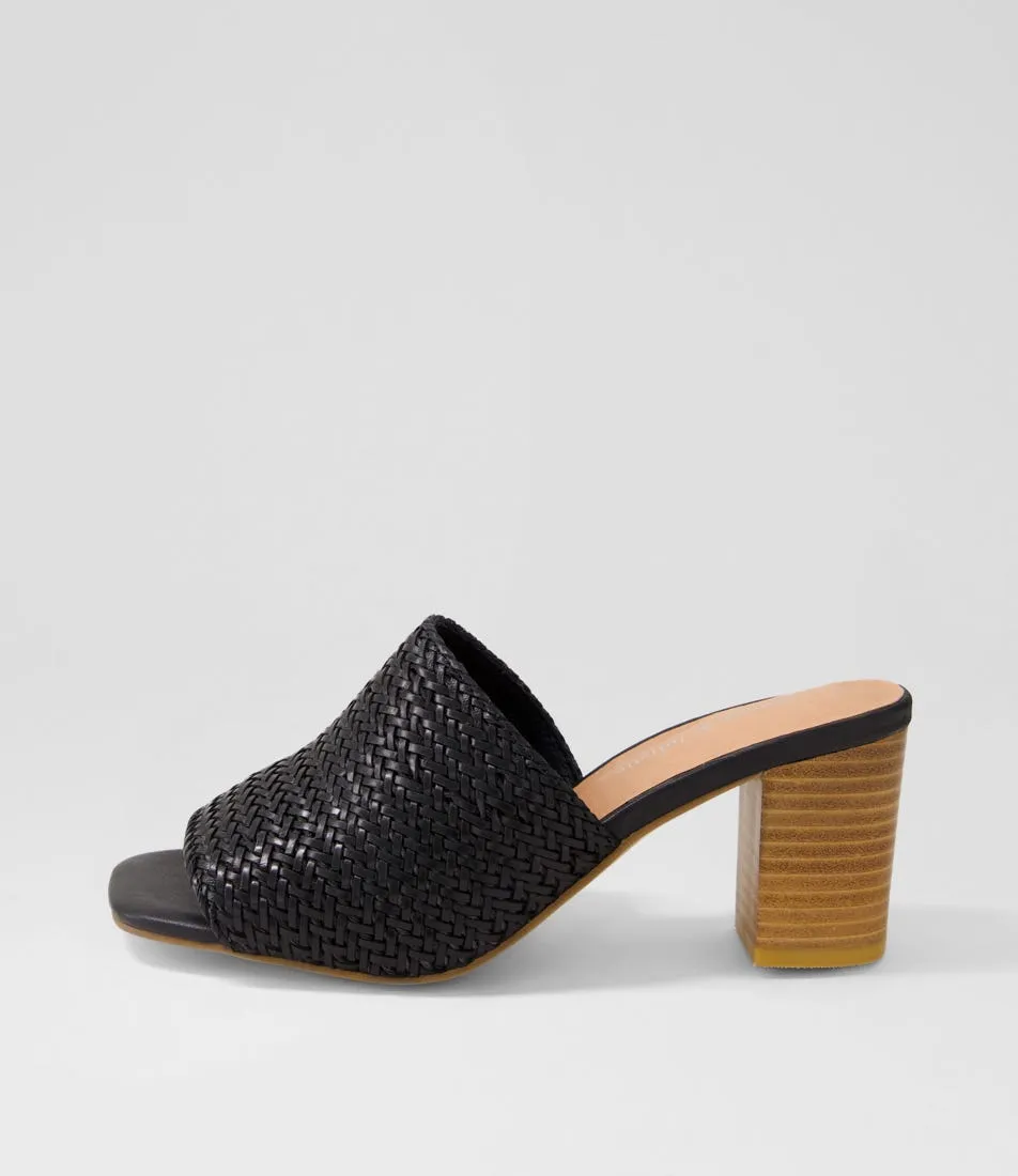 DJANGO & JULIETTE Paiton Black Natural Weave Mules