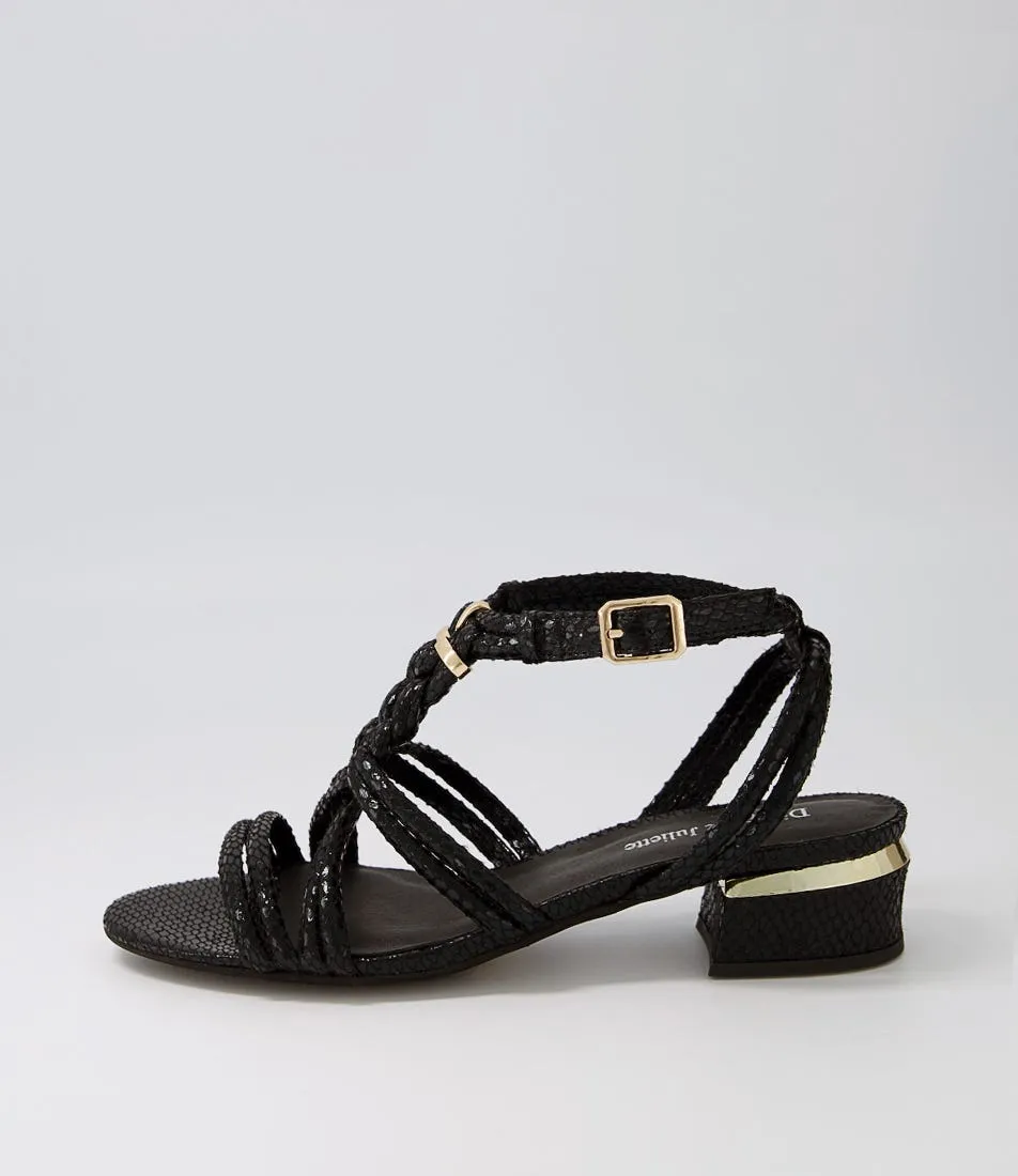 DJANGO & JULIETTE Tainar Black Lizard Sandals