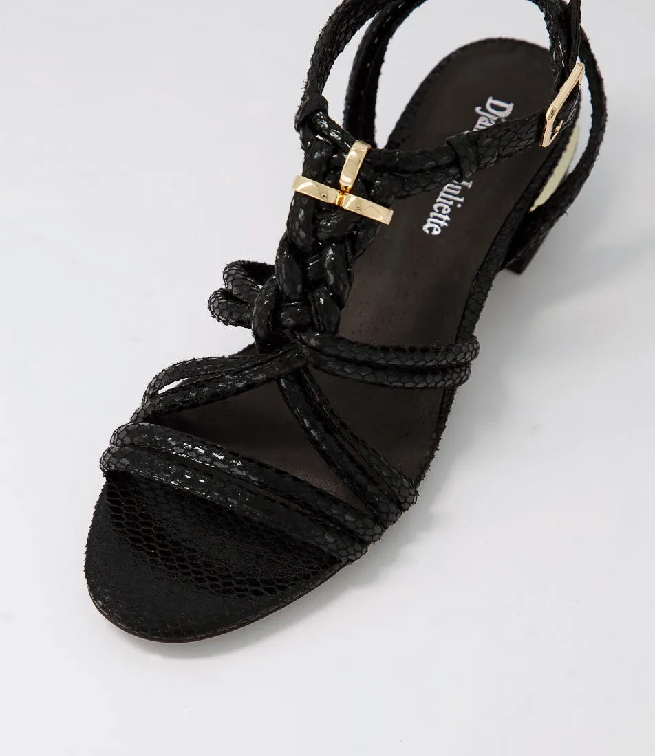 DJANGO & JULIETTE Tainar Black Lizard Sandals