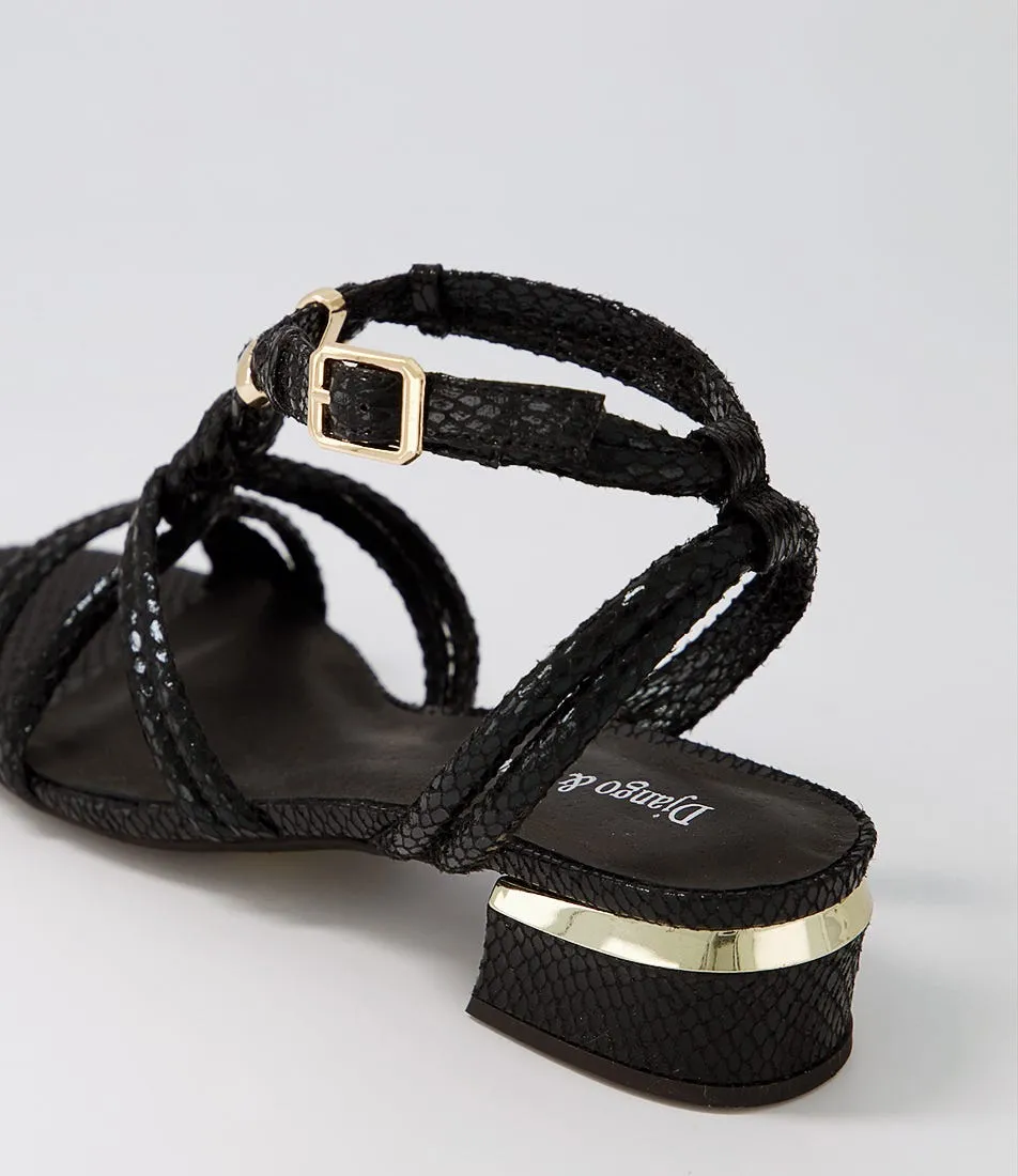 DJANGO & JULIETTE Tainar Black Lizard Sandals