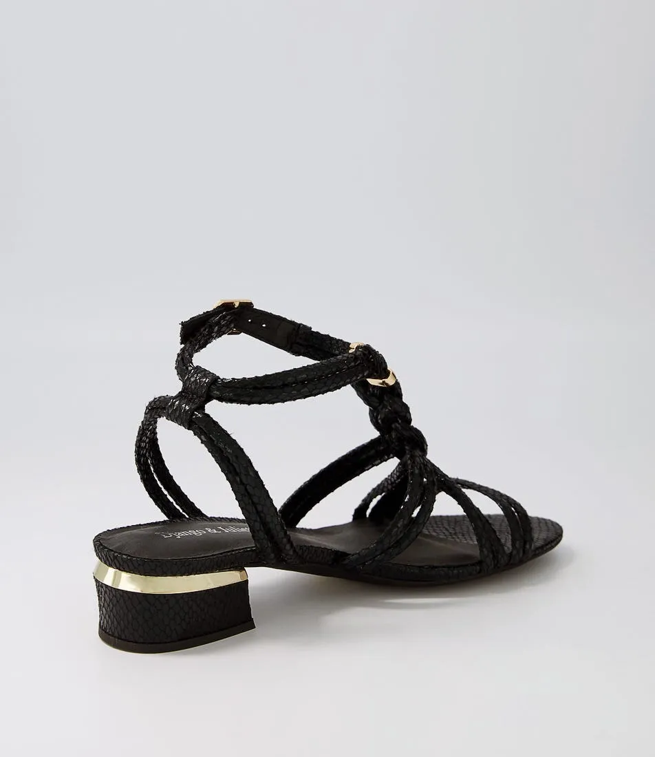 DJANGO & JULIETTE Tainar Black Lizard Sandals