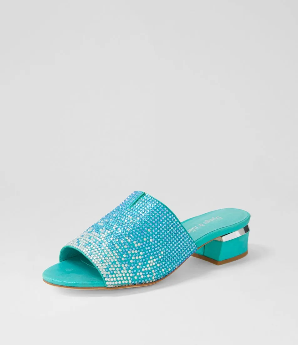 DJANGO & JULIETTE Tamarin Aqua Shimmer Multi Mules