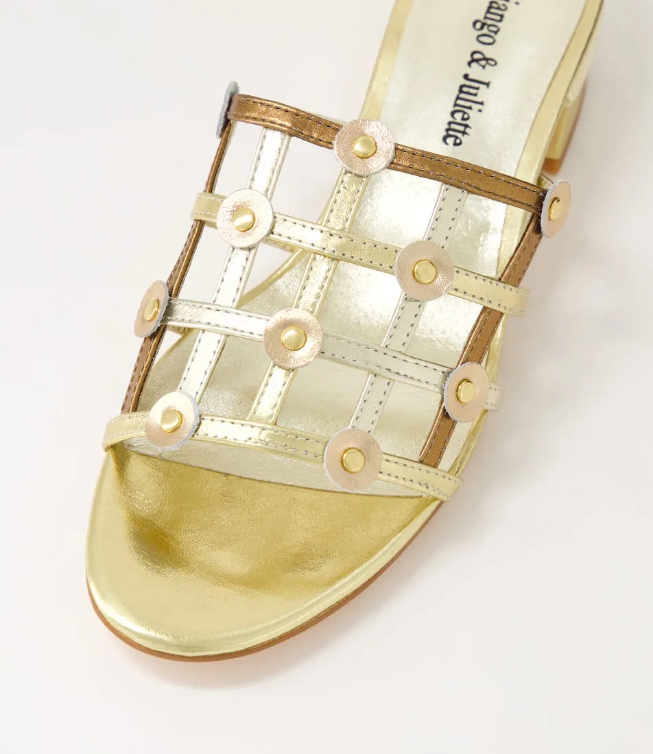 DJANGO & JULIETTE Tychy Gold Multi Leather Mules