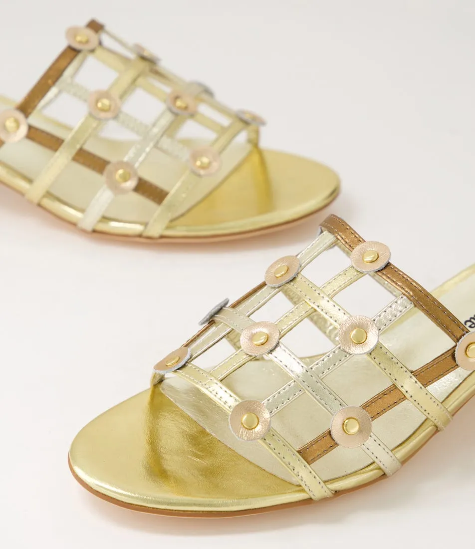 DJANGO & JULIETTE Tychy Gold Multi Leather Mules