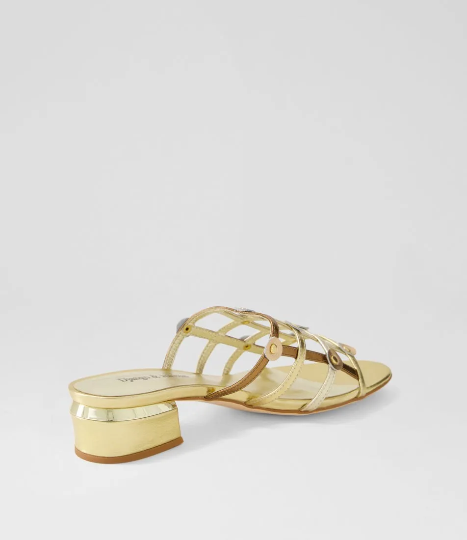 DJANGO & JULIETTE Tychy Gold Multi Leather Mules