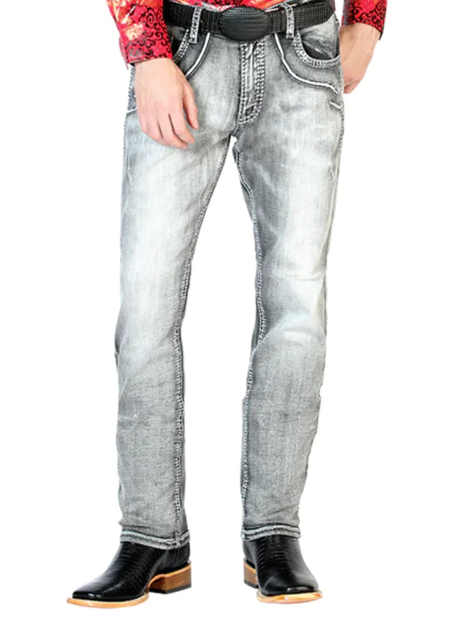 El General Black Stretch Denim Jeans for Men 'El General' - ID: 43478