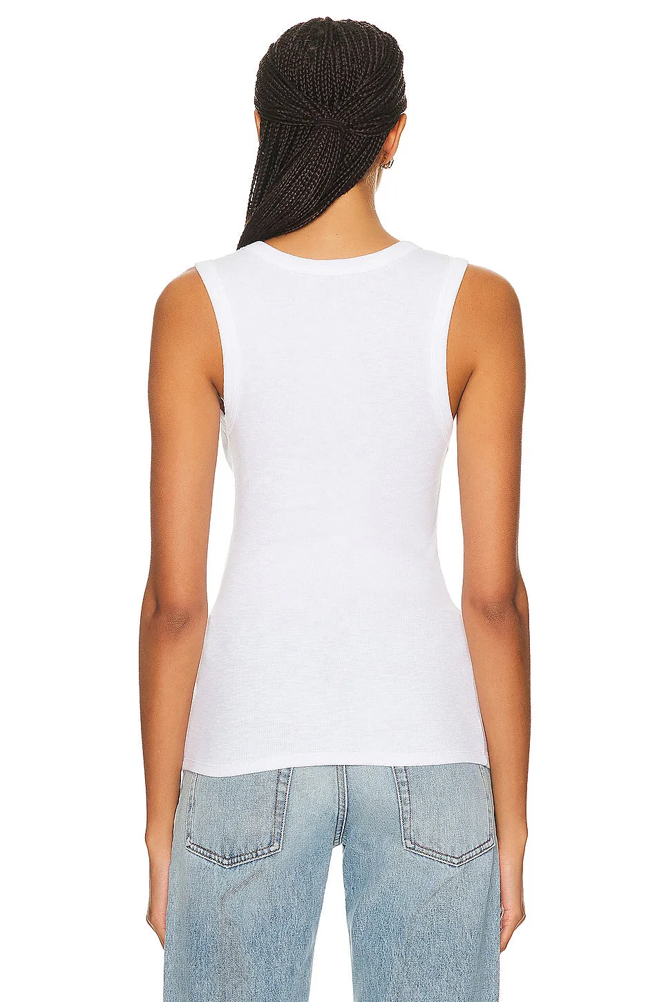 Enza Costa Textured Rib Sleeveless U Tank Top