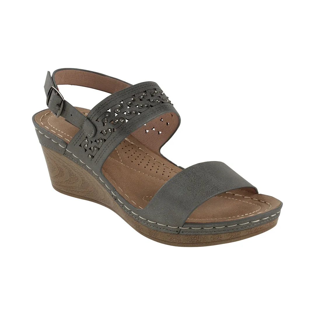 Foley Pewter Wedge Sandals