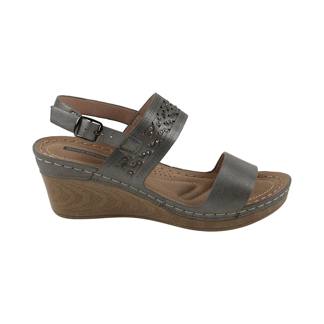 Foley Pewter Wedge Sandals