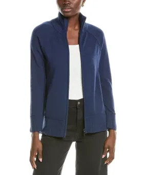 Forte Cashmere Zip Mock Cashmere Cardigan