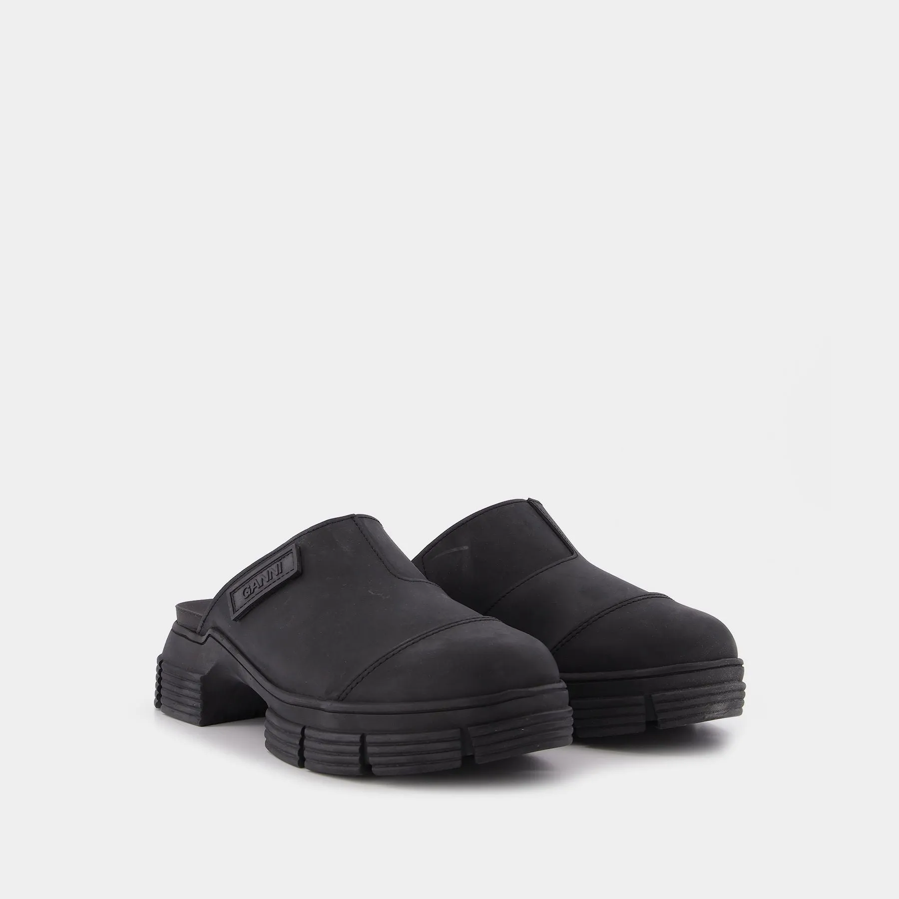 Ganni  Black Recycled Rubber Retro Mules