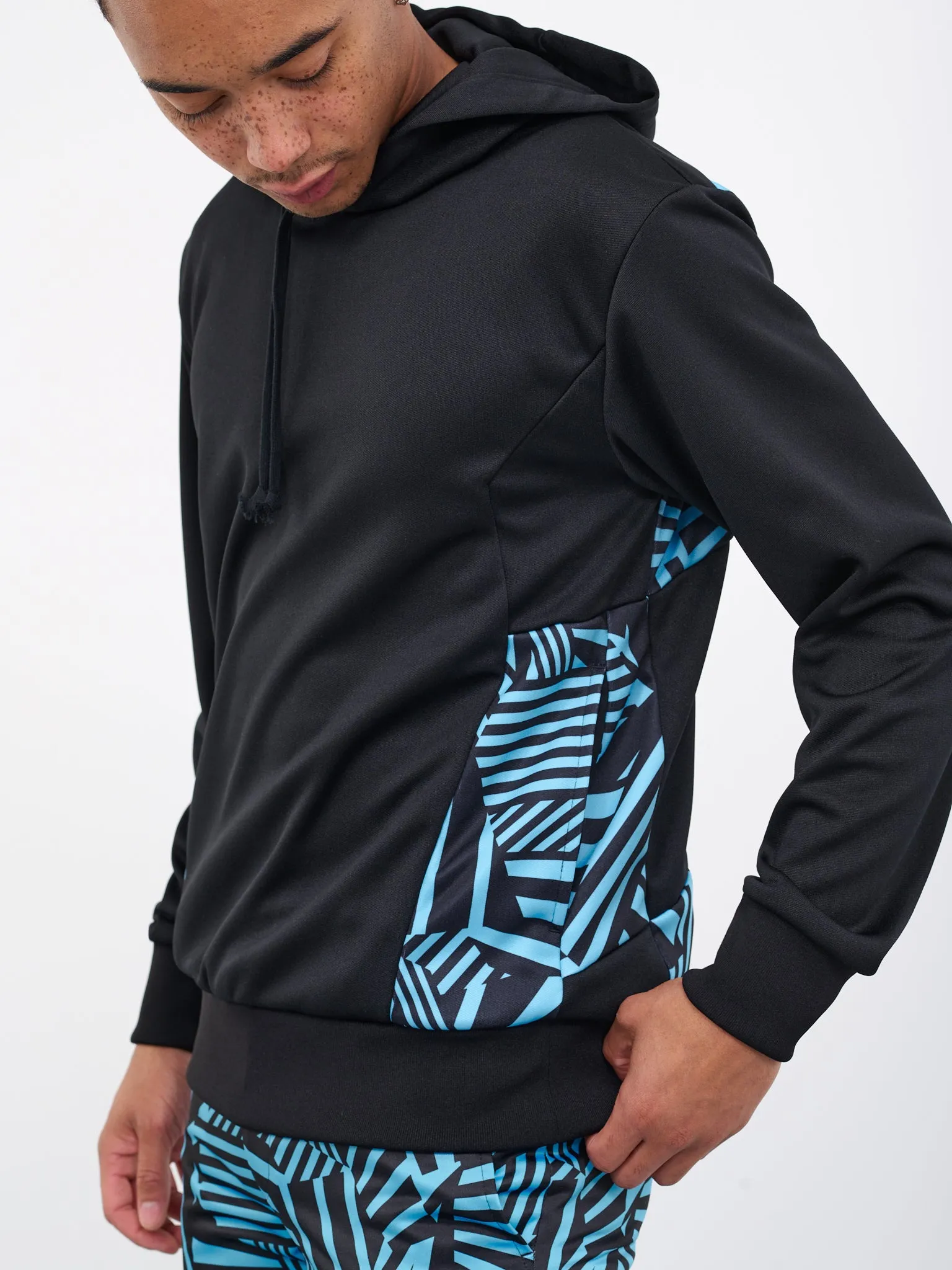 Geometric Tile Hoodie (PK-T016-051-BLACK-BLUE-BLACK)