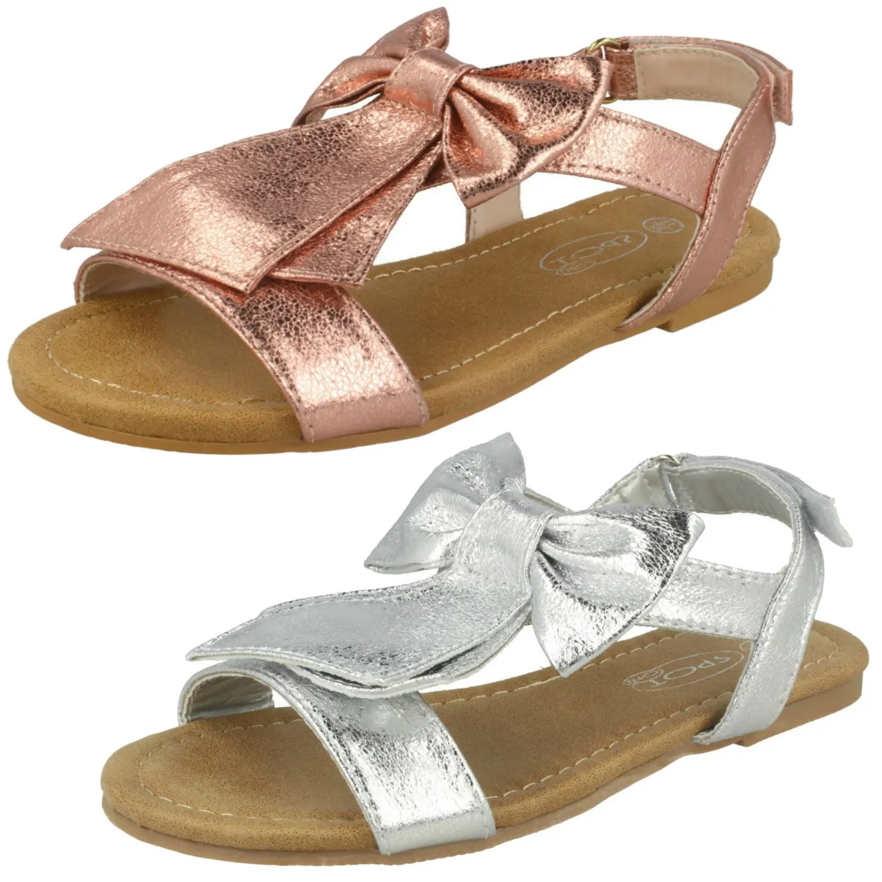 Girls Spot On Bow Trim Sandals