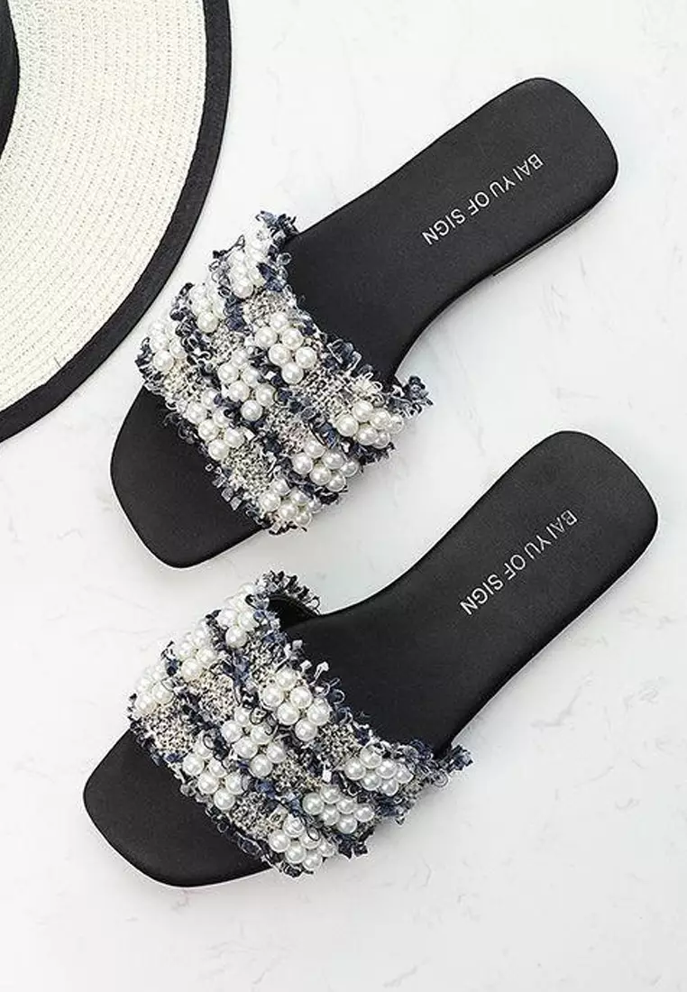 Girly Pearl Buckle Mules 101-9