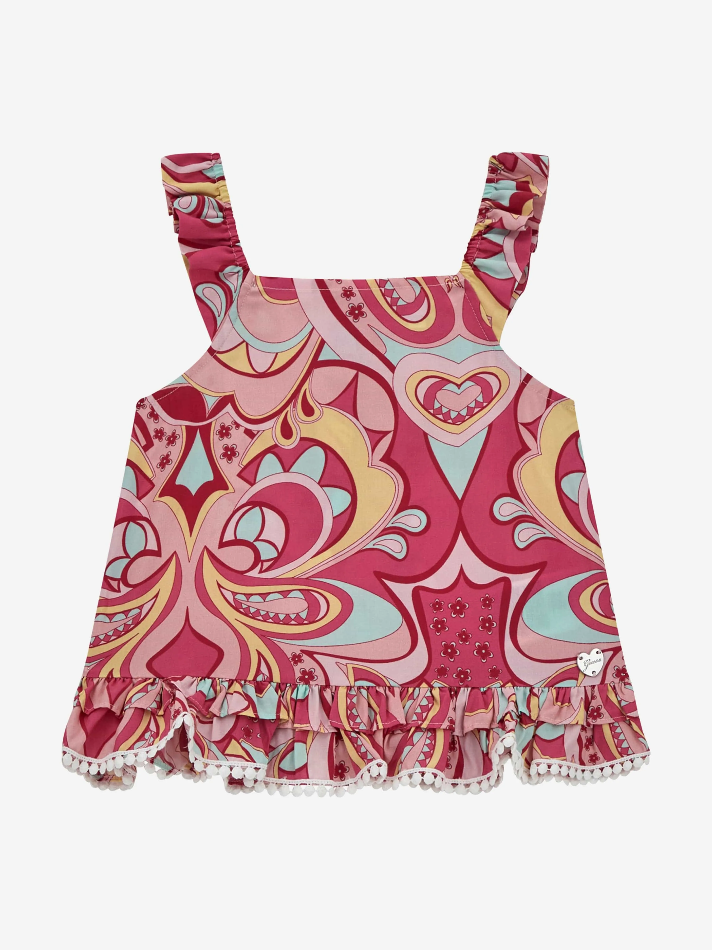 Guess Girls Paisley Sleeveless Top in Pink