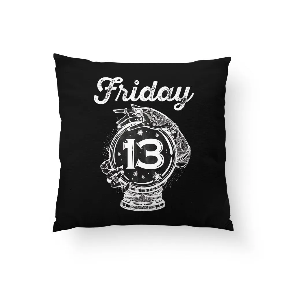 Halloween Throw Pillow, Spooky Home Decor, Friday the 13th, Halloween Decor, Crystal Ball, Fortune Teller, Stars, Black Pillowca