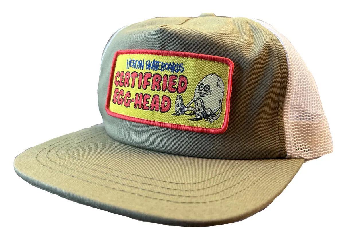 Heroin Skateboards Certifried Trucker Hat Olive Green