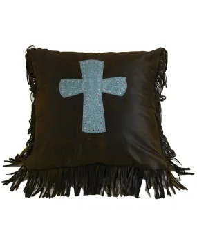 HiEnd Accents Cheyenne Turquoise Cross Pillow