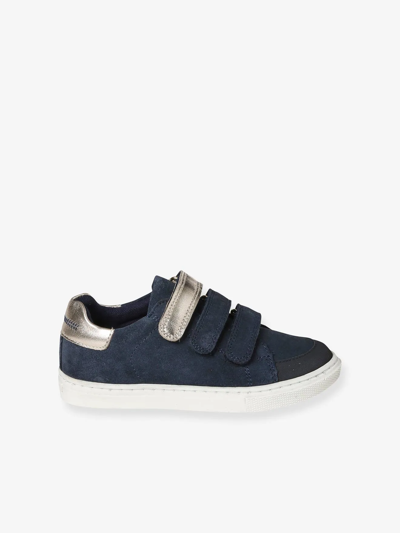 Hook-and-Loop Trainers in Leather for Girls - navy blue