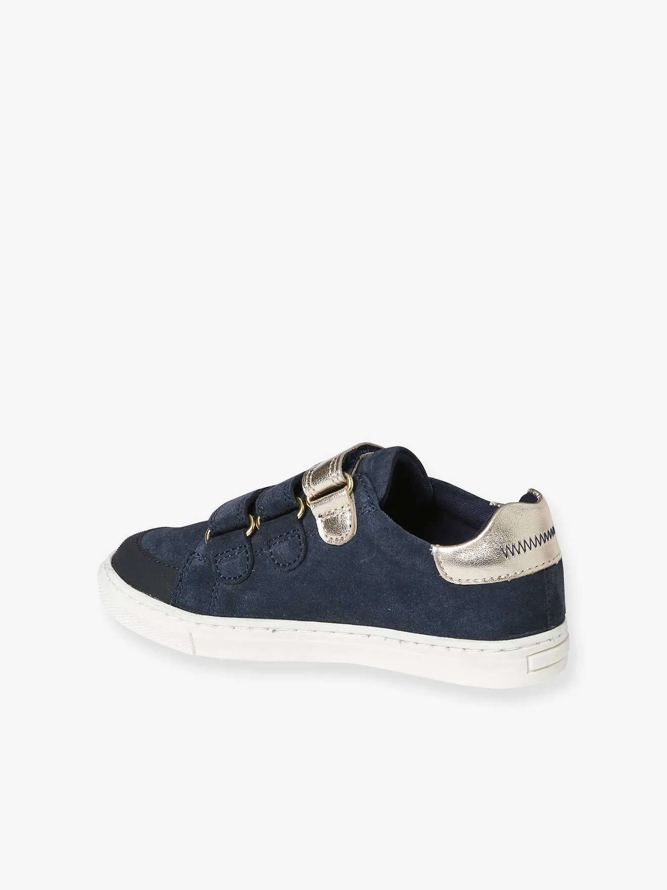 Hook-and-Loop Trainers in Leather for Girls - navy blue