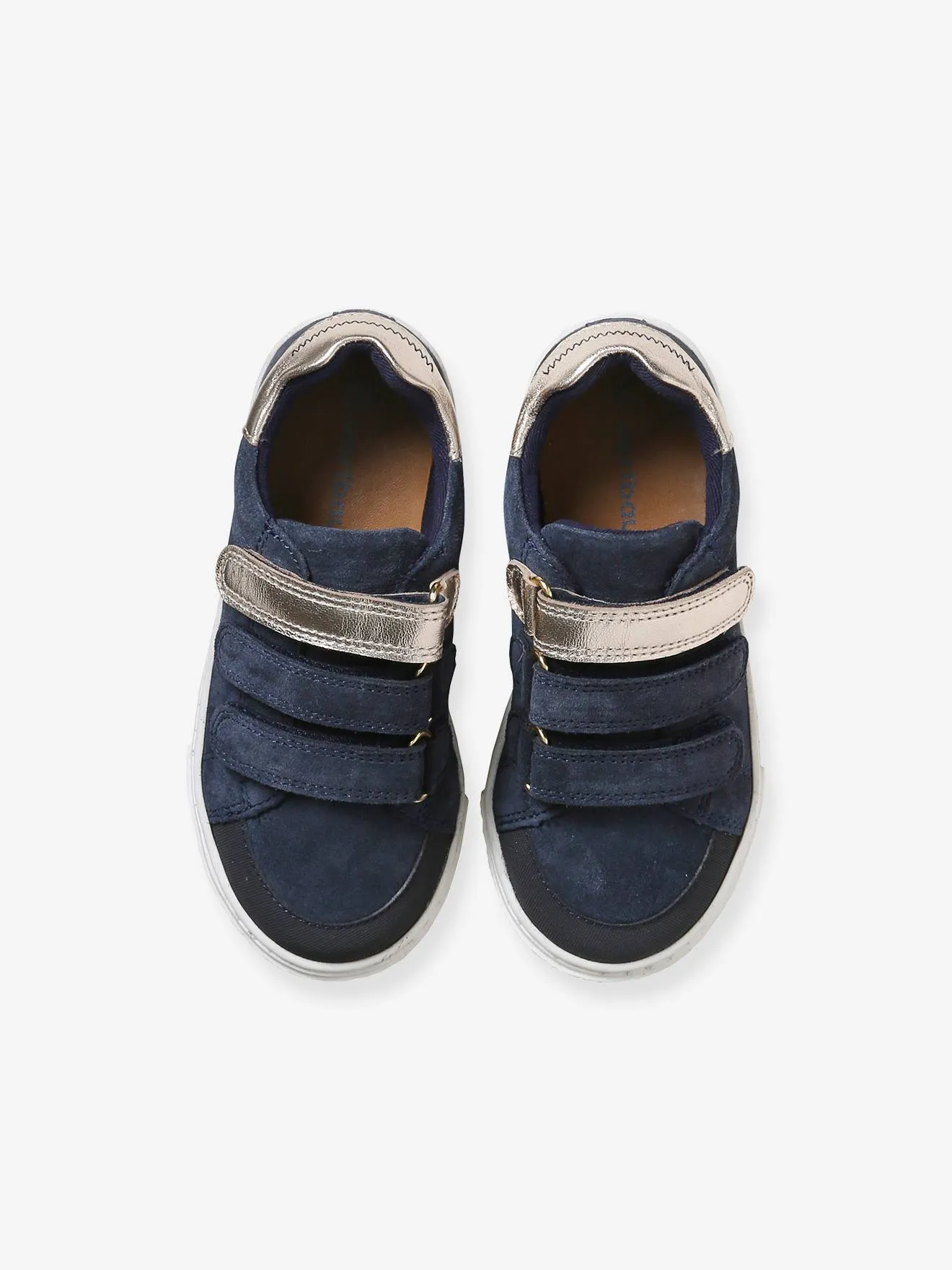 Hook-and-Loop Trainers in Leather for Girls - navy blue