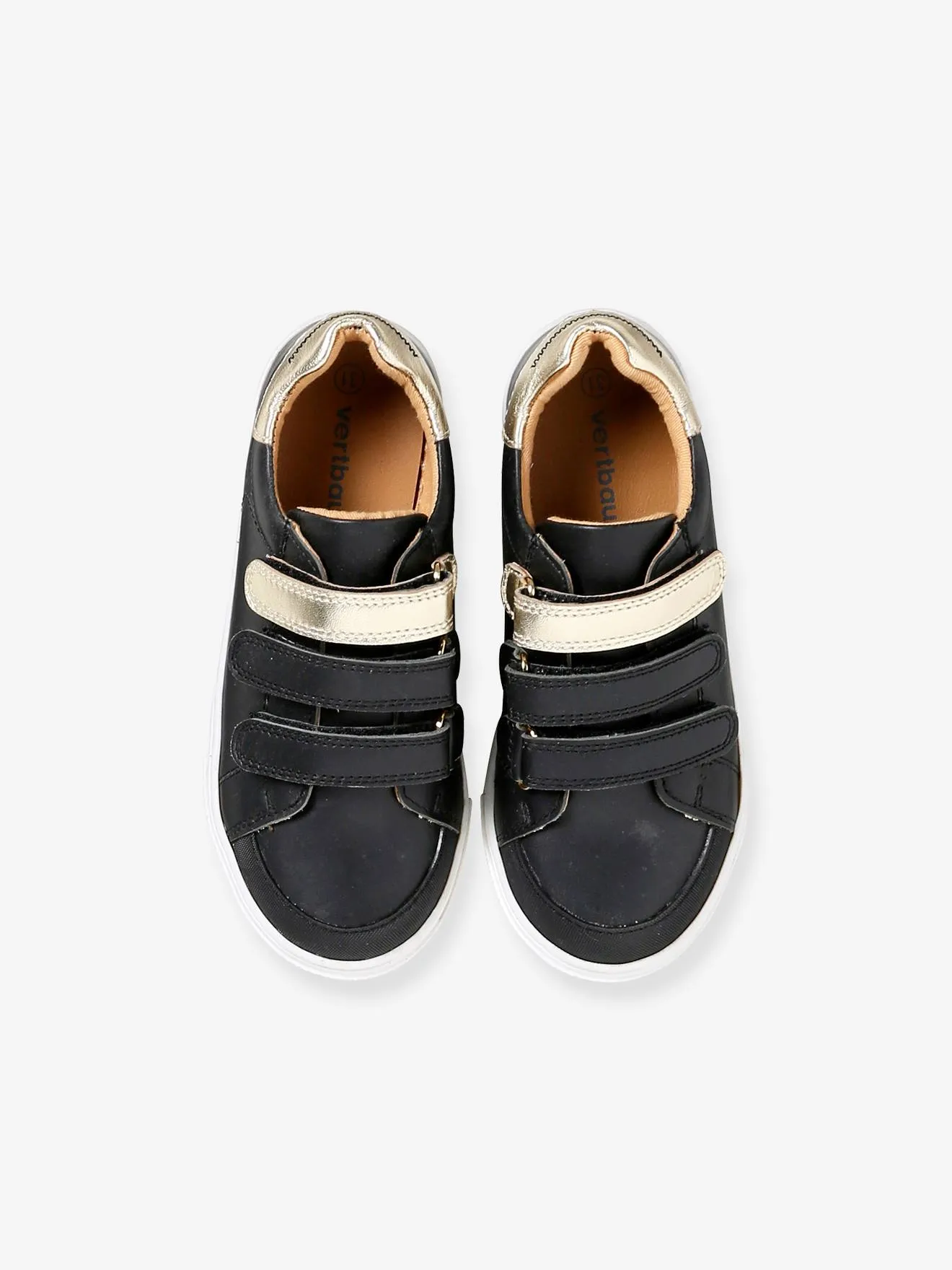 Hook-and-Loop Trainers in Leather for Girls - navy blue