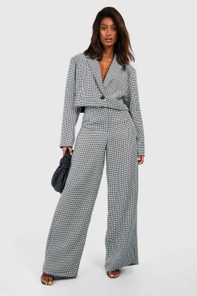 Houndstooth Wide Leg Dress Pants