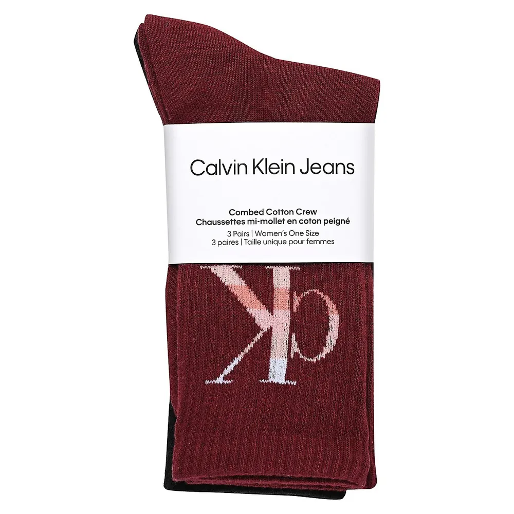 Hudson's Bay Women's 3-Pair Jeans Gradation Monogram Crew Socks