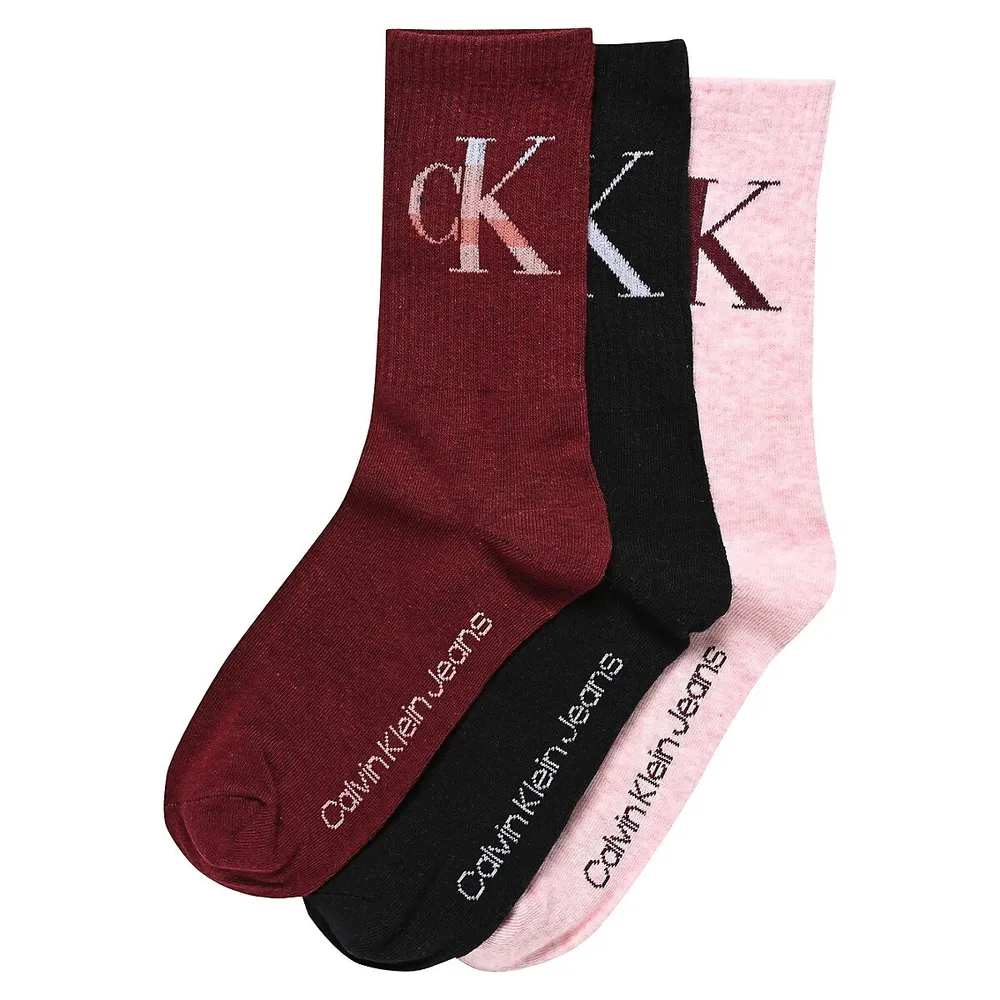 Hudson's Bay Women's 3-Pair Jeans Gradation Monogram Crew Socks