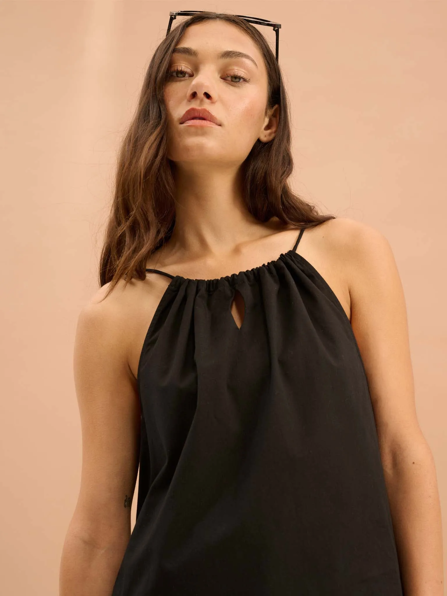 Idara Halterneck Sleeveless Top in Black