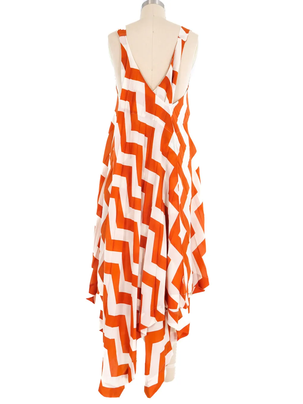 Issey Miyake Pleated Chevron Cross Back Tent Dress