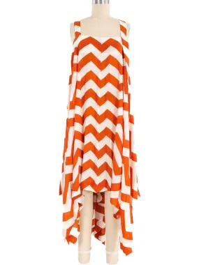 Issey Miyake Pleated Chevron Cross Back Tent Dress