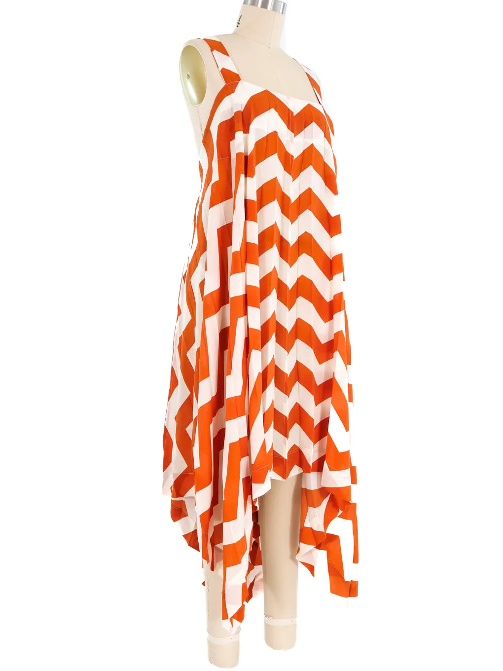 Issey Miyake Pleated Chevron Cross Back Tent Dress