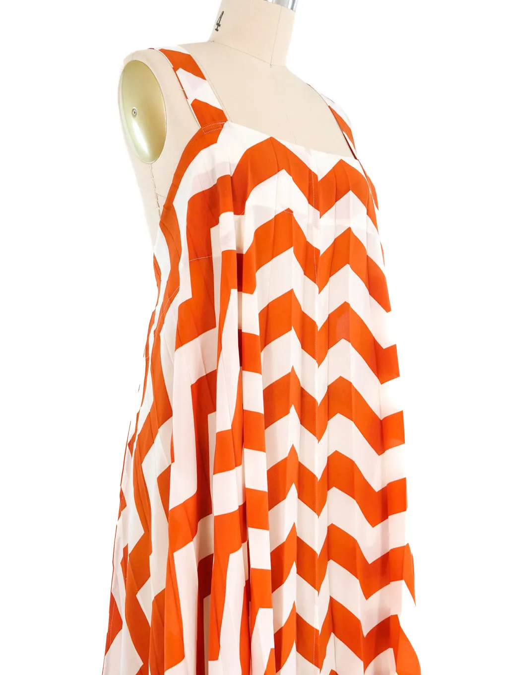 Issey Miyake Pleated Chevron Cross Back Tent Dress