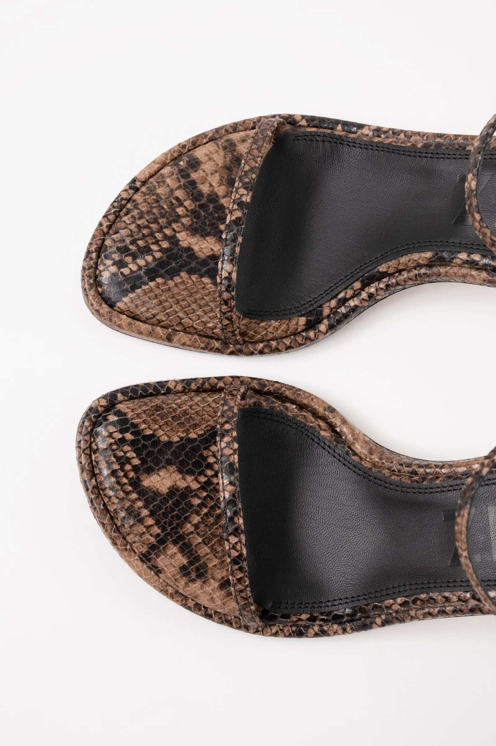 IVONE - Dark Brown Python Leather Sandals