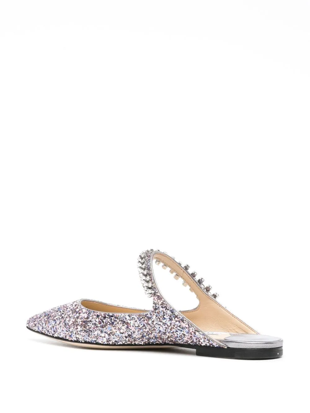 Jimmy Choo    Jimmy Choo Bing Flat Crystal Strap Glitter Mules