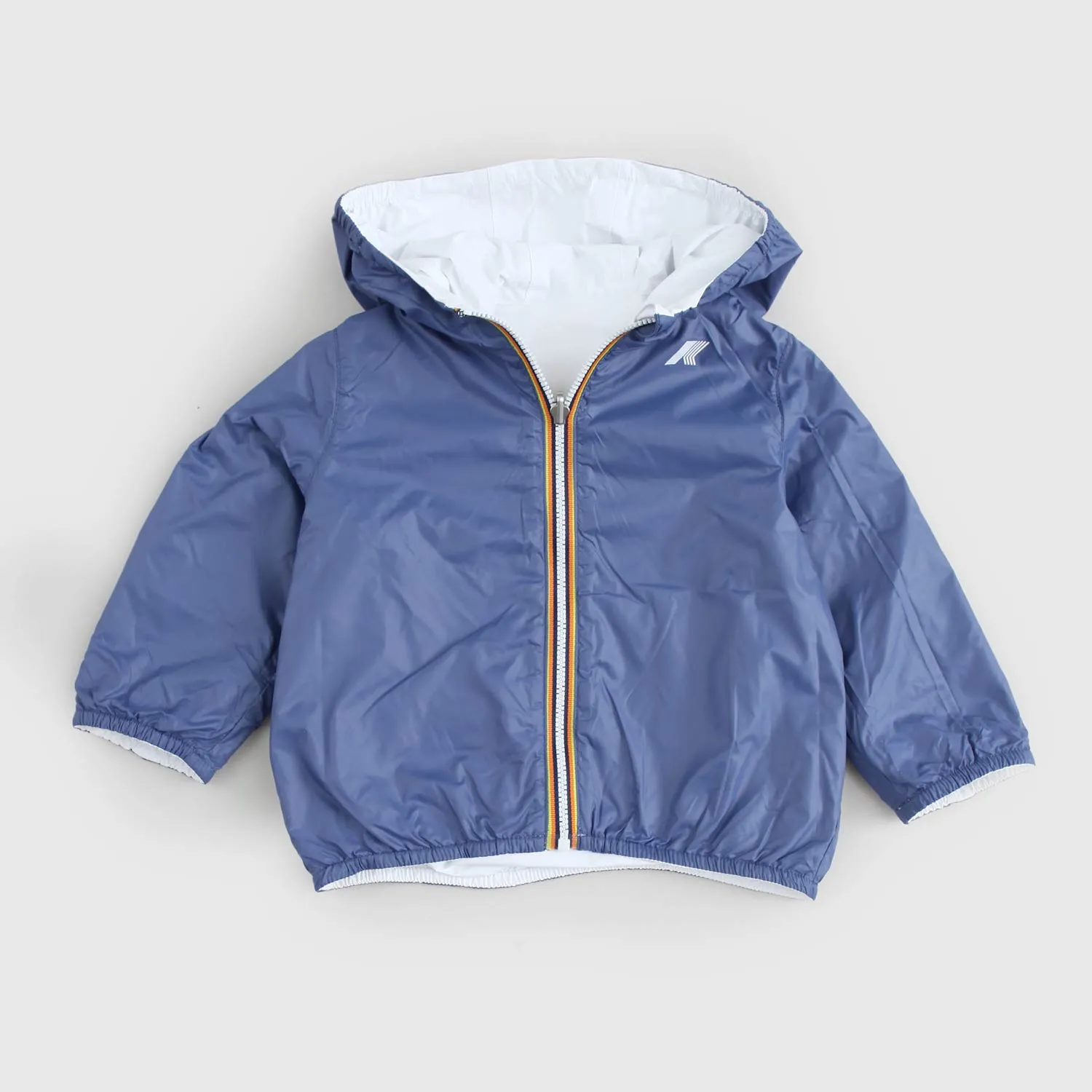 K-Way Reversible White And Blue Jacket For Newborns