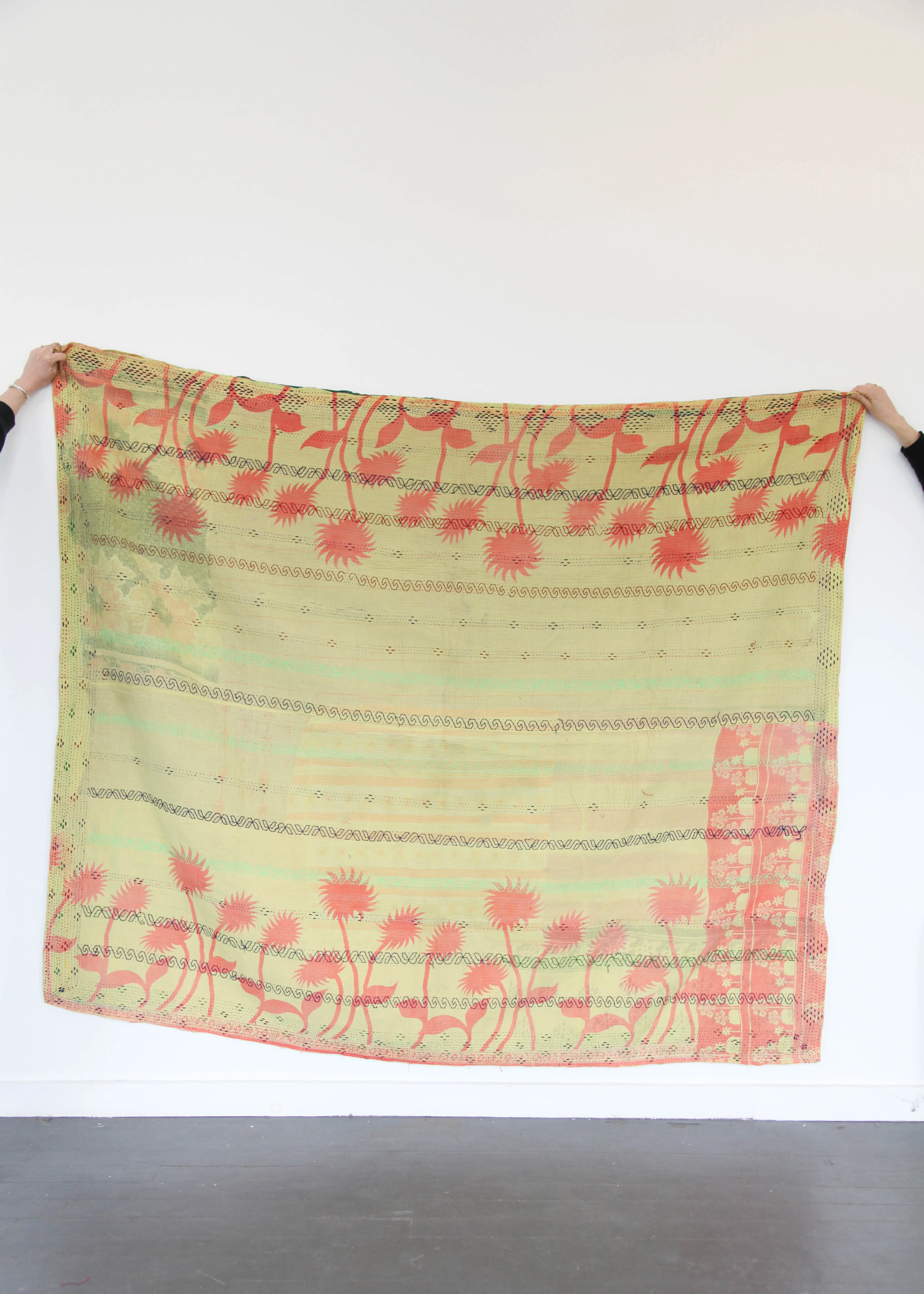 Kantha Quilt - Yellow/Peach