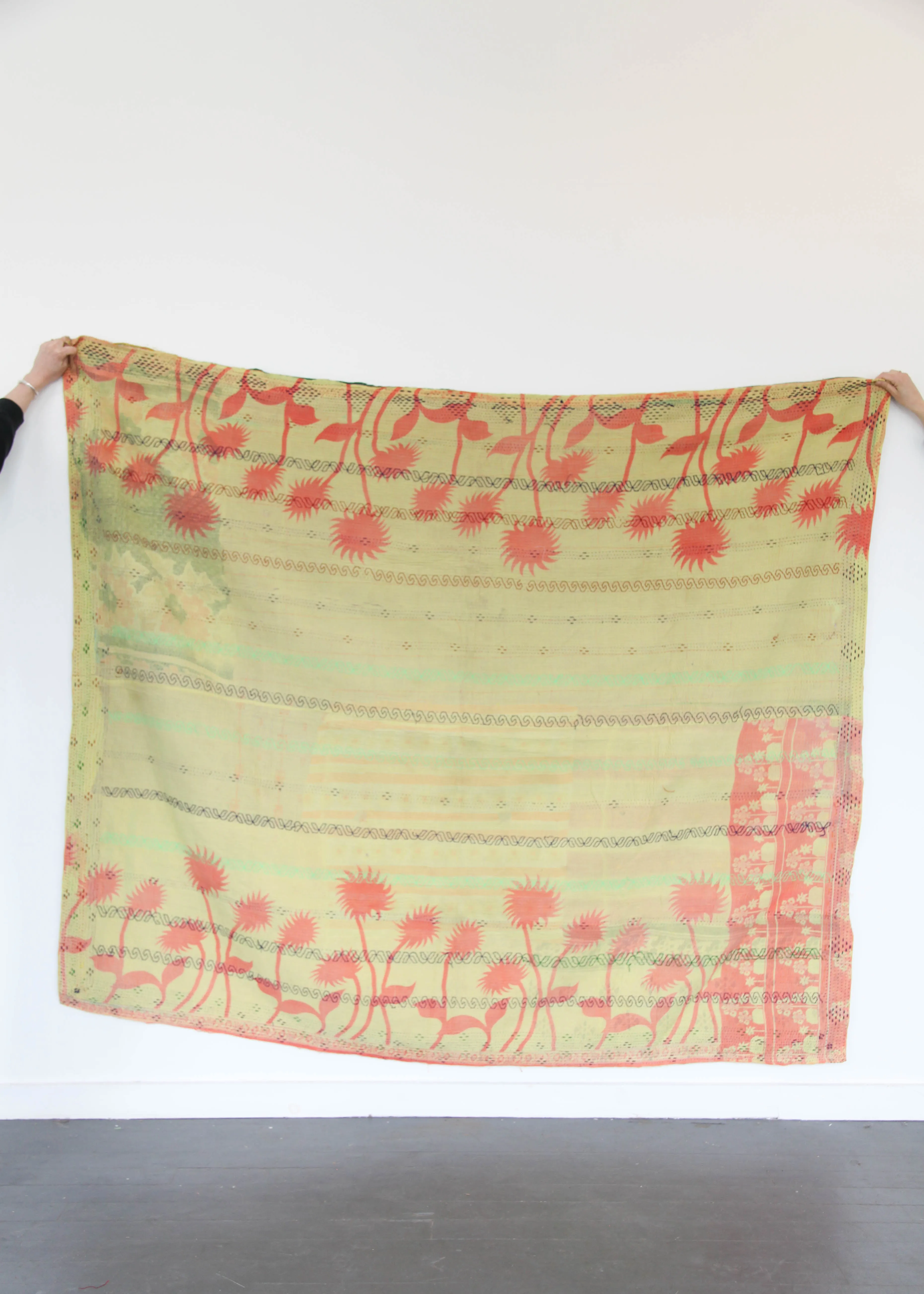 Kantha Quilt - Yellow/Peach