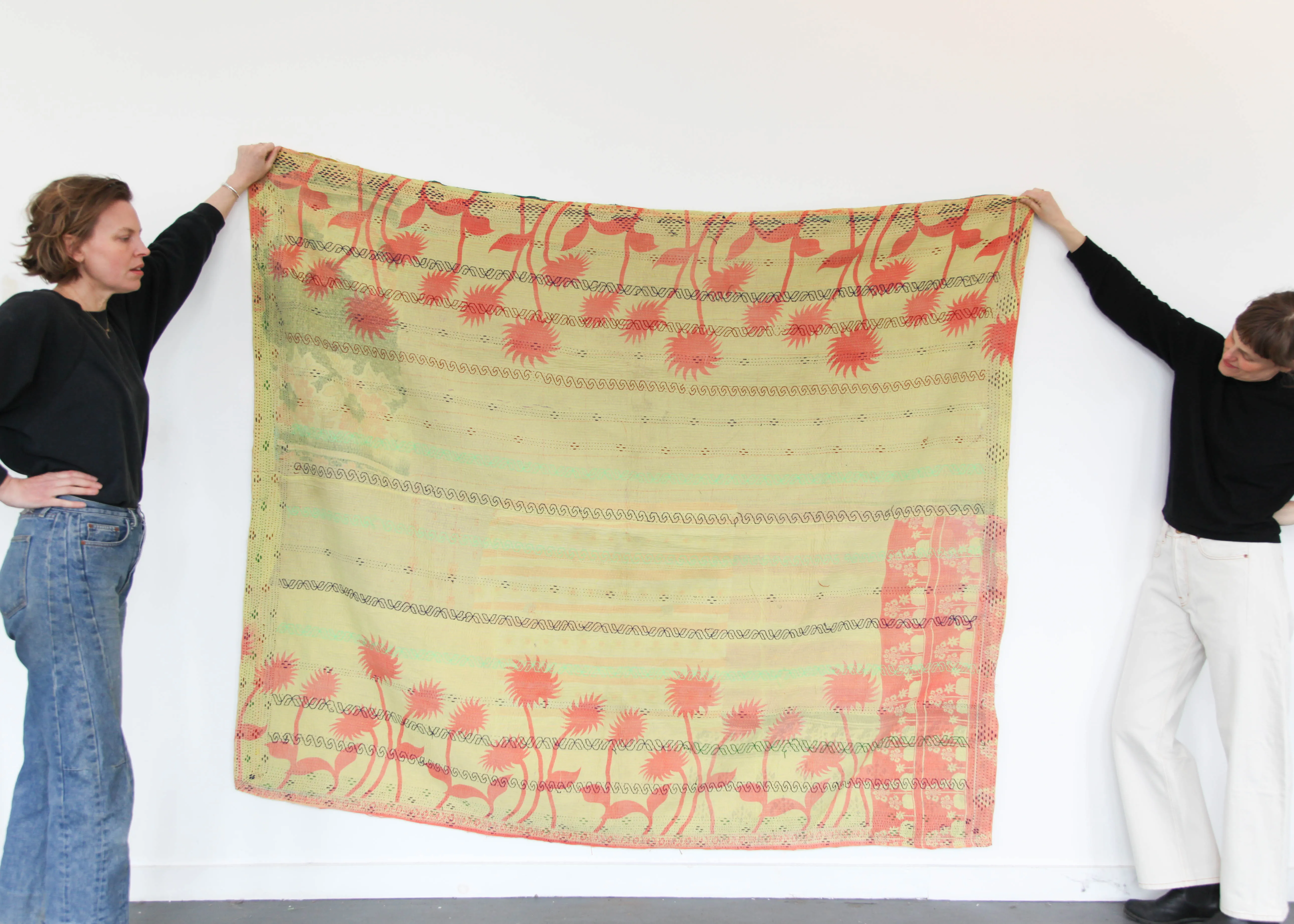 Kantha Quilt - Yellow/Peach