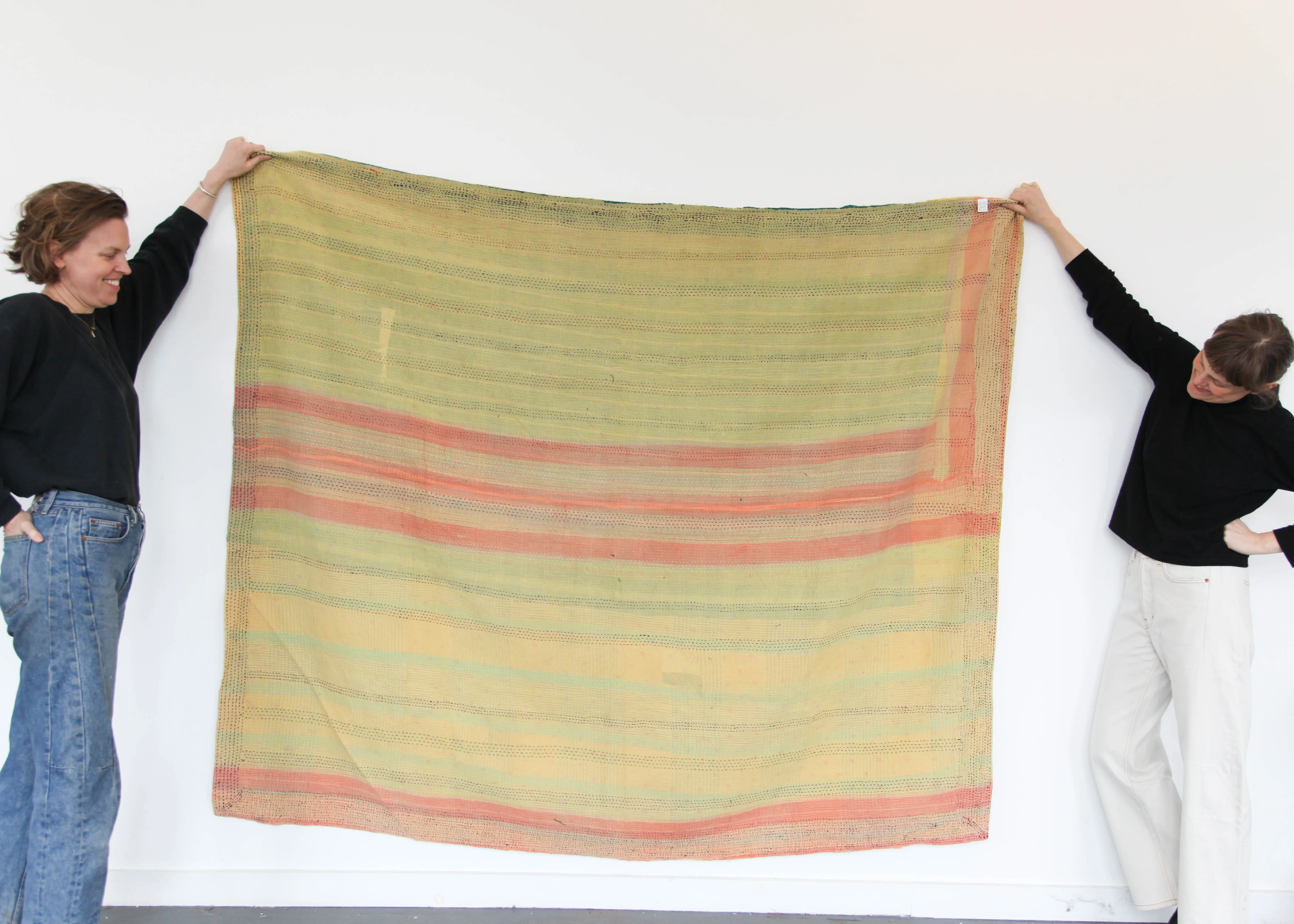 Kantha Quilt - Yellow/Peach