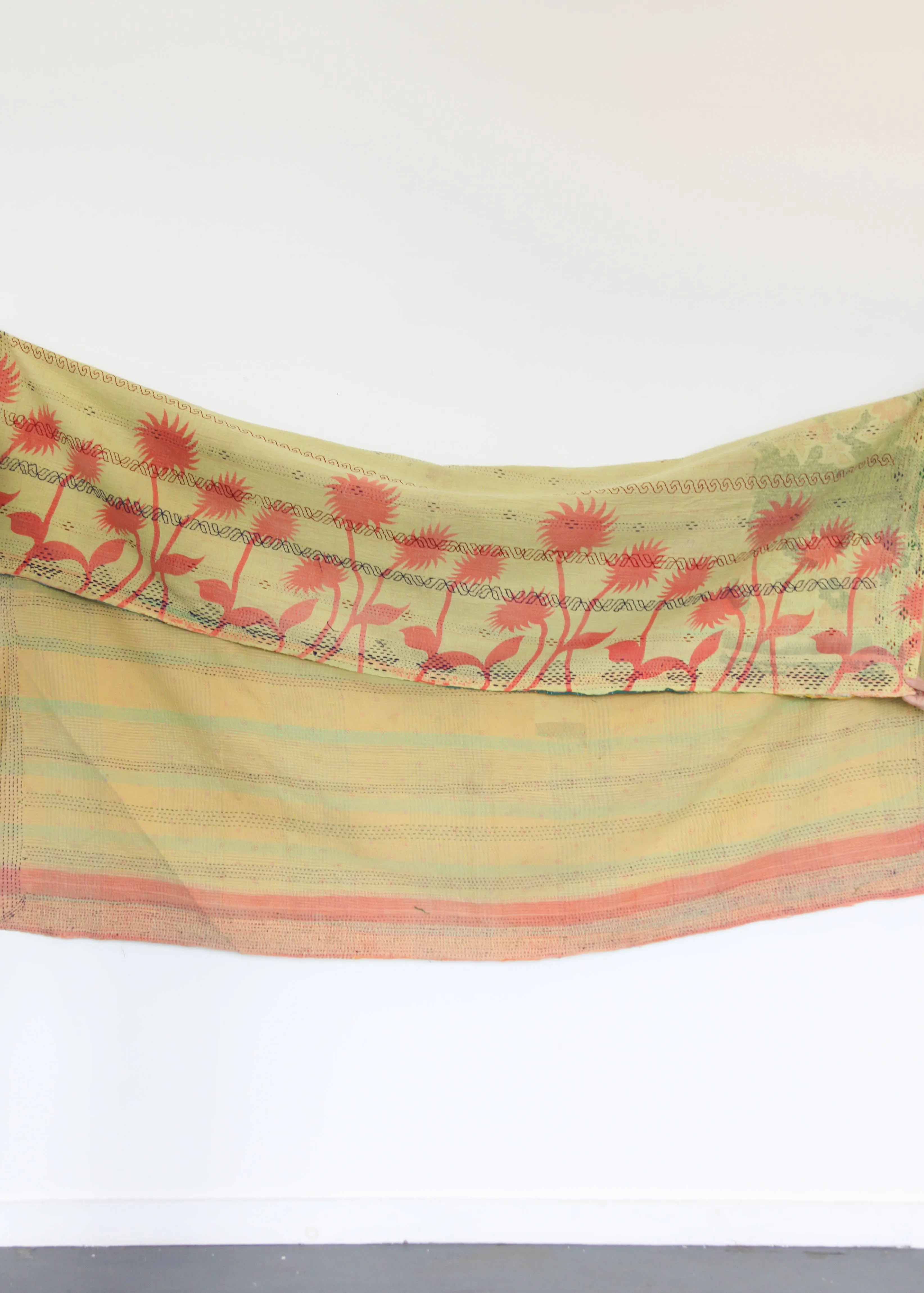 Kantha Quilt - Yellow/Peach