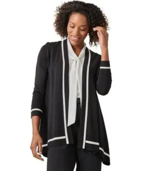 Kasper Women's Tipped Shark Bite Cardigan